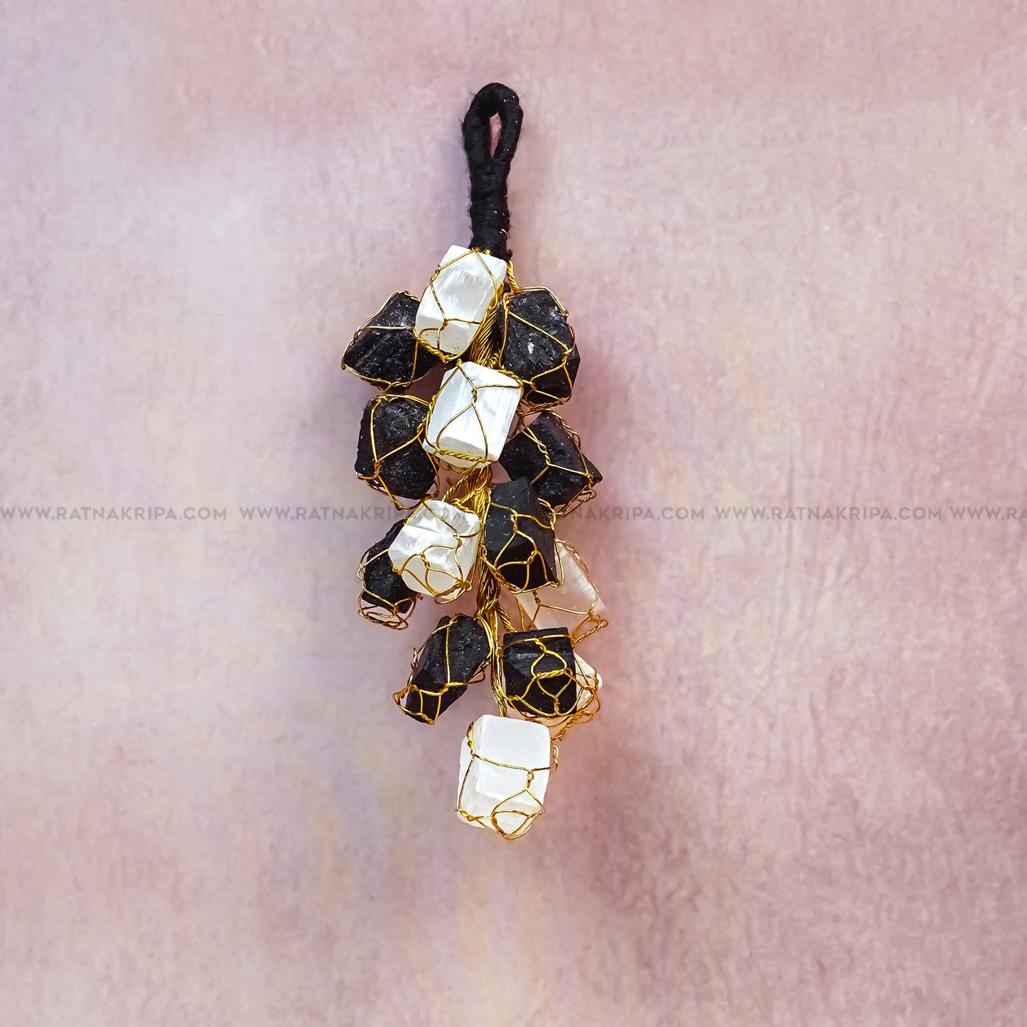 Black Tourmaline & Selenite Hanger for Protection and Aura Cleansing