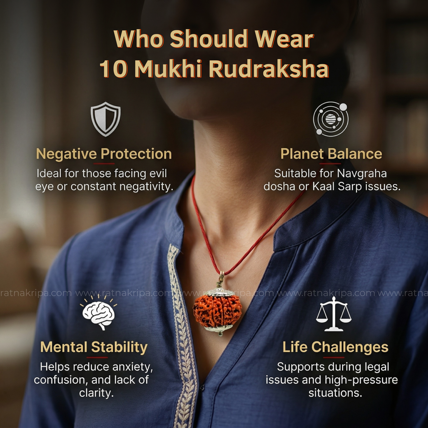 Natural 10 Mukhi Rudraksha (Origin: Nepal) - Blessed By Lord Vishnu