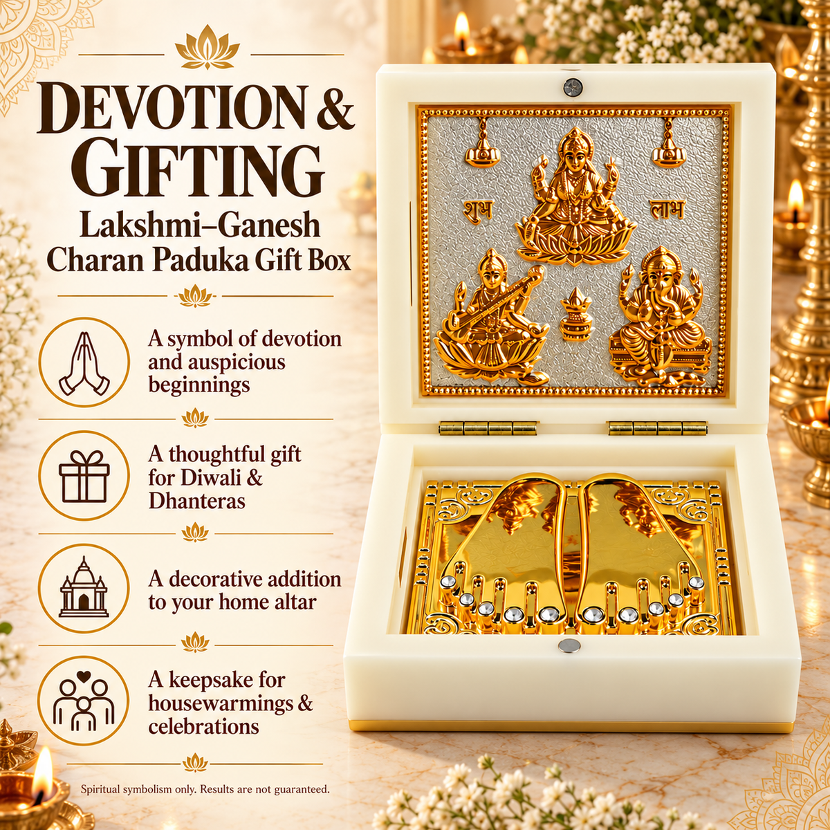 Lakshmi–Ganesh Charan Paduka Gift Box – For Prosperity, Good Fortune & Divine Blessings
