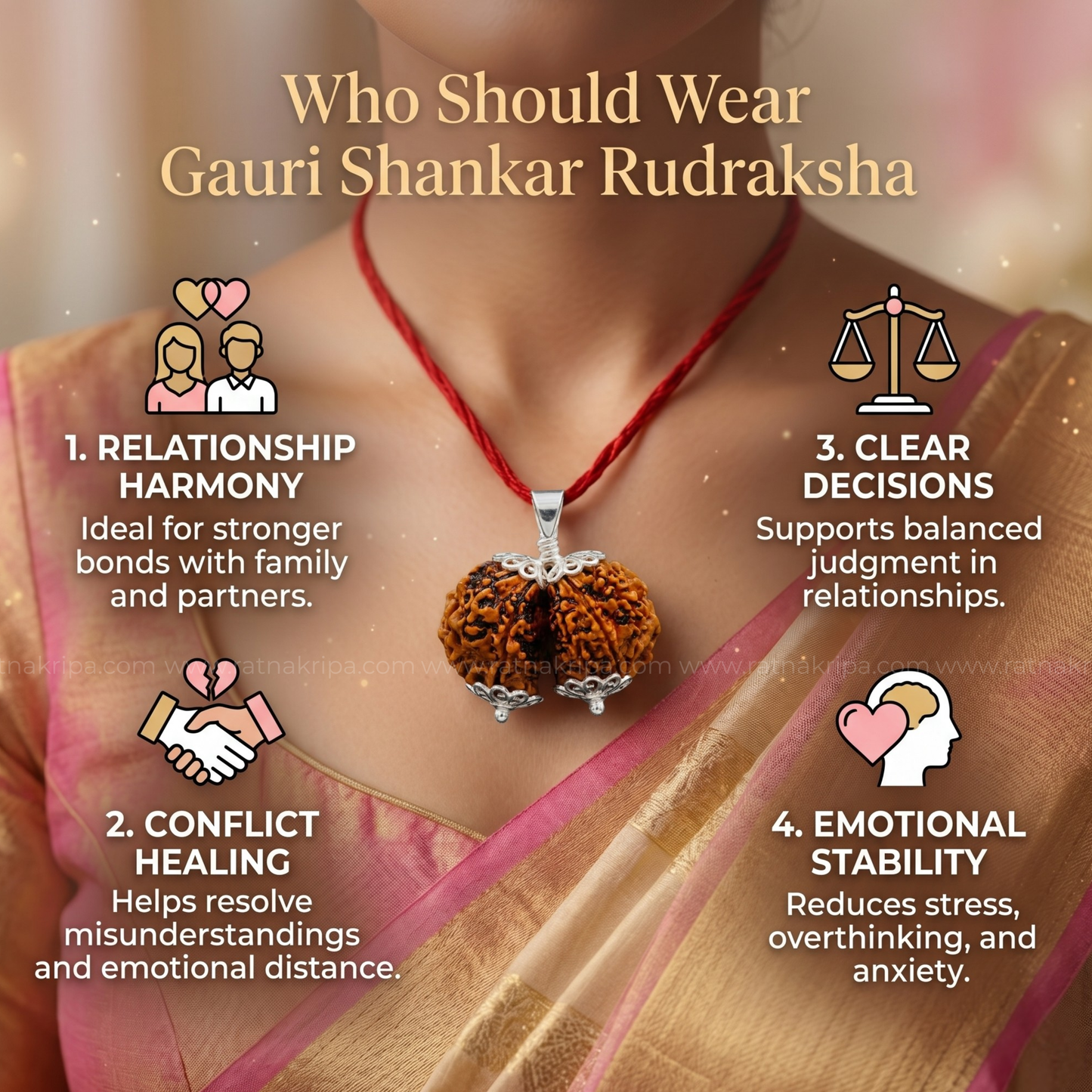 Natural Gauri Shankar Rudraksha (Origin: Nepal) - Blessed By Shiv Parvati