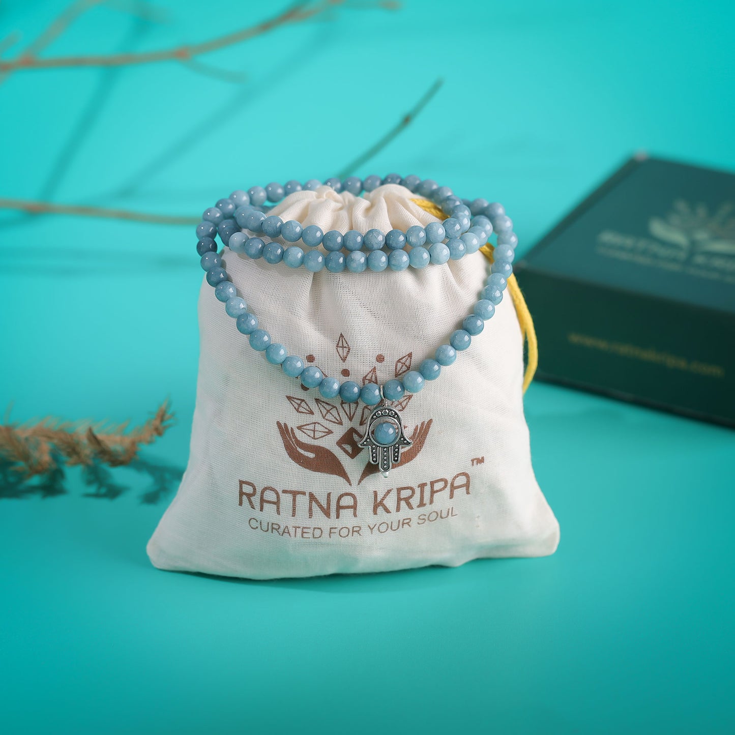 Aquamarine 108 beads mala
