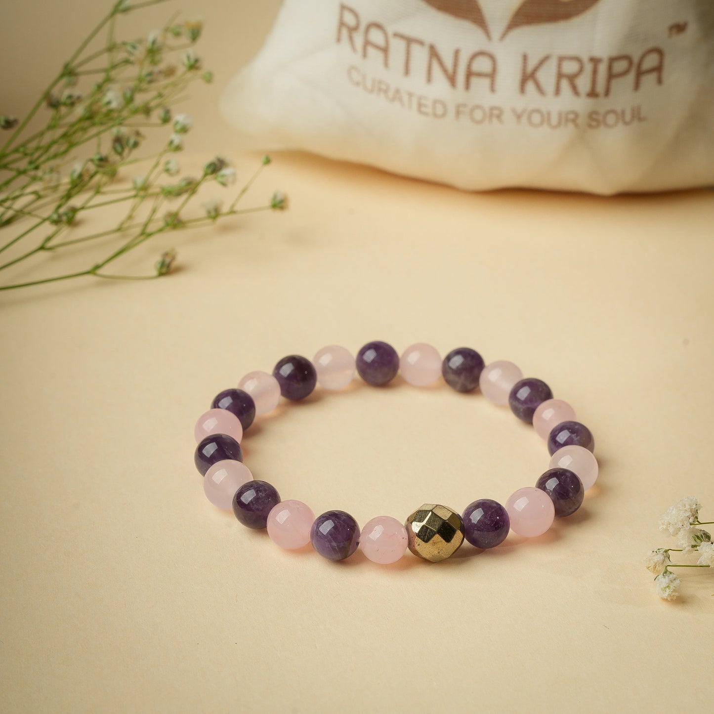 Rose Quartz Amethyst Wristlet