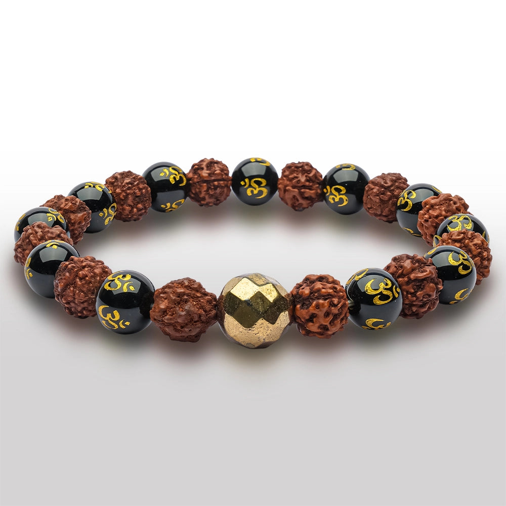 Rudraksha and Black Onyx Combination Bracelet WB