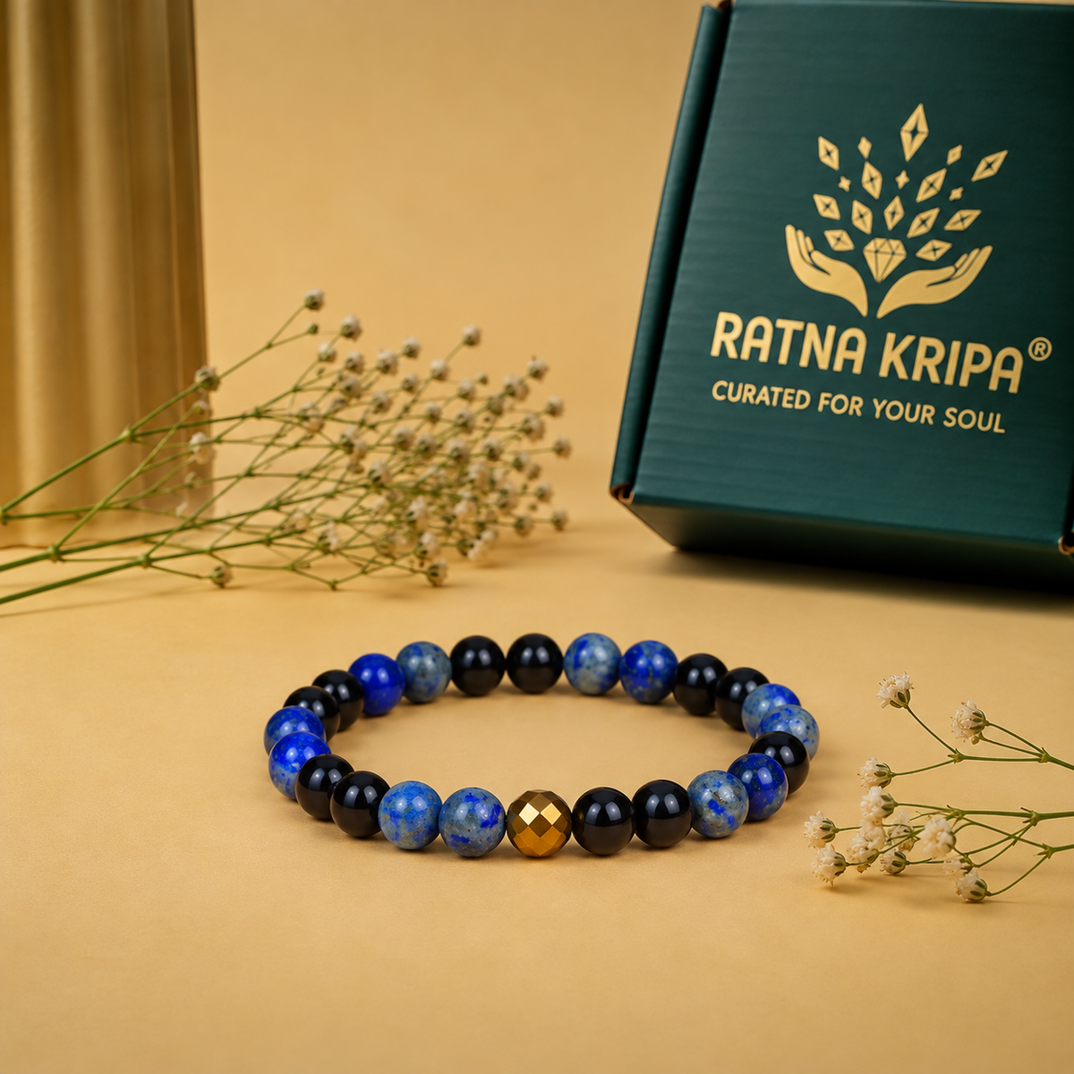 Black Obsidian & Lapis Lazuli Bracelet – For Sagittarius: Protection, Wisdom & Confidence