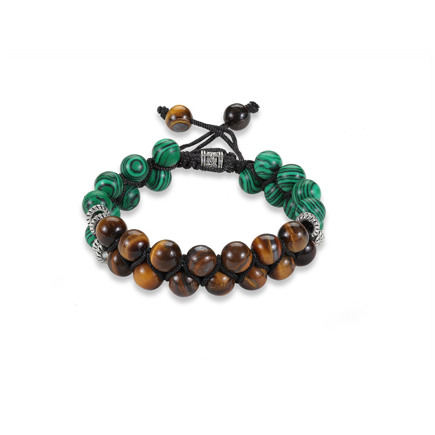 Tiger eye and malachite double layred bracelet