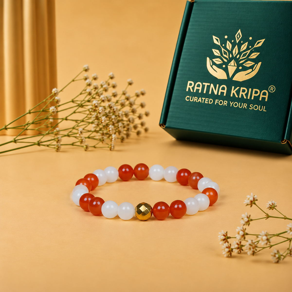 Red Carnelian & Milky Quartz Bracelet – For Virgo: Focus, Confidence & Emotional Balance