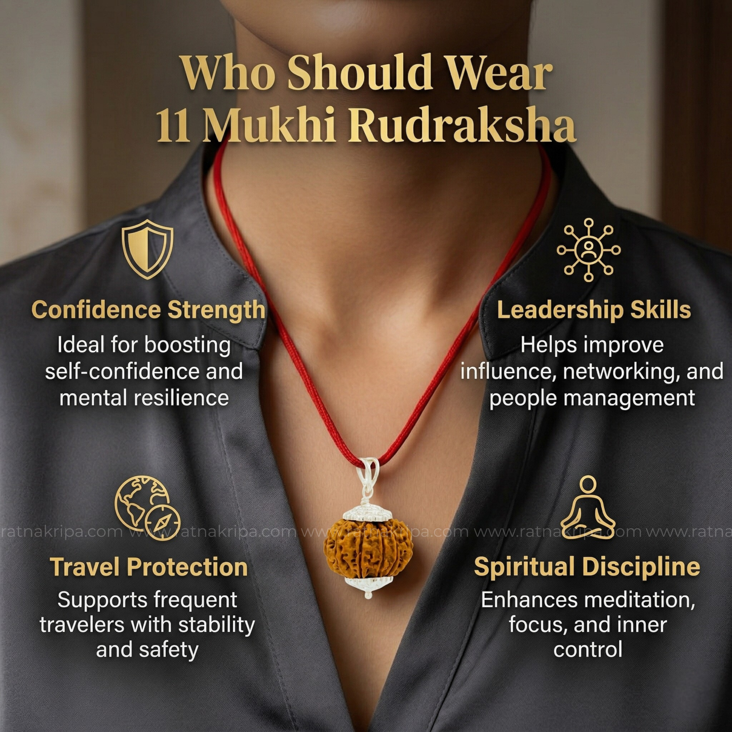 Natural 11 Mukhi Rudraksha (Origin: Nepal) - Blessed By Lord Hanuman