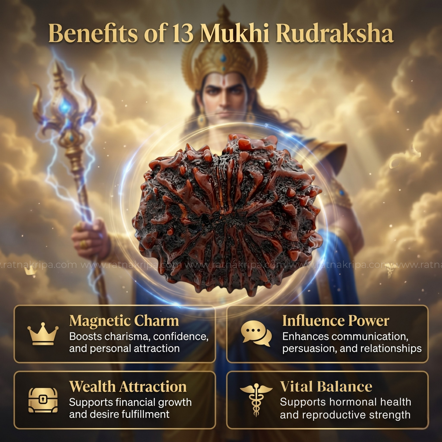 Natural 13 Mukhi Rudraksha (Origin: Nepal) - Blessed By Lord Indra Dev