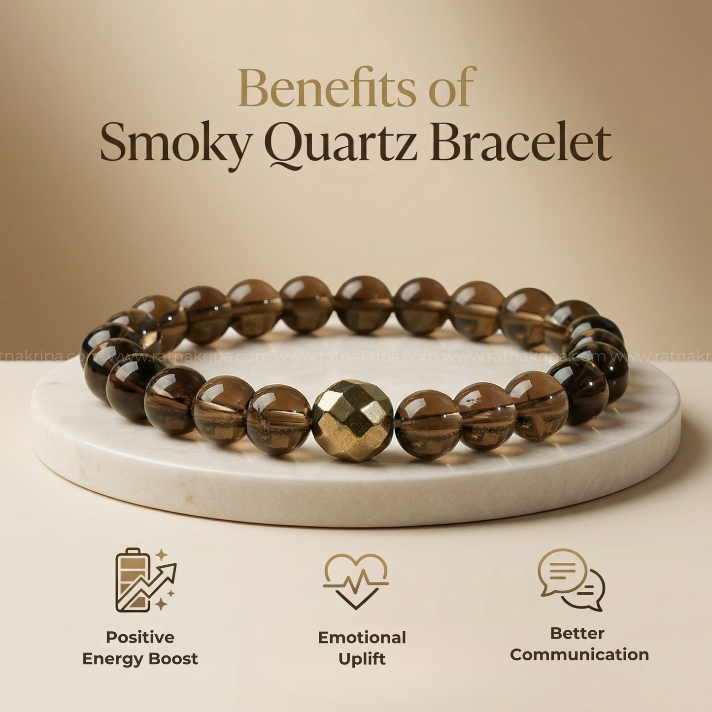 Smoky Quartz Bracelet - For Spiritual Detox and Calmness