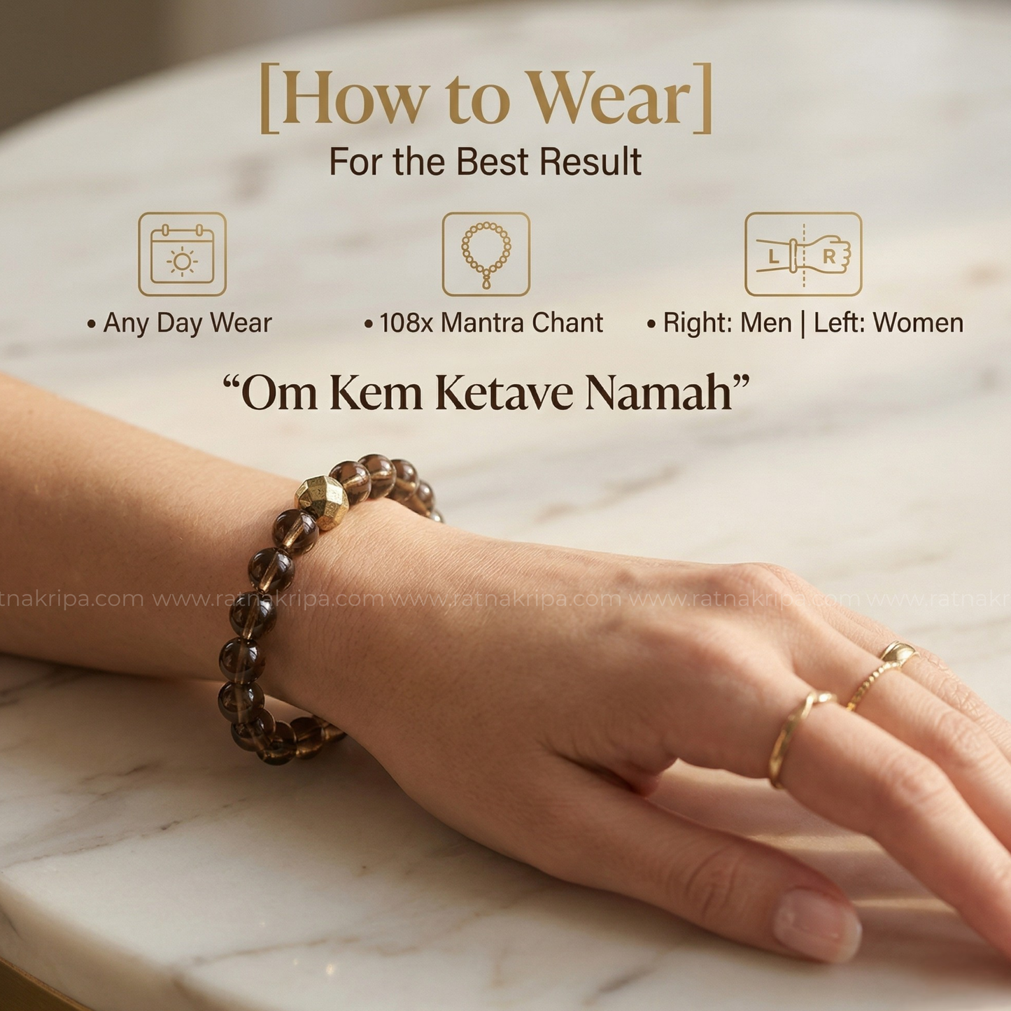 Smoky Quartz Bracelet - For Spiritual Detox and Calmness