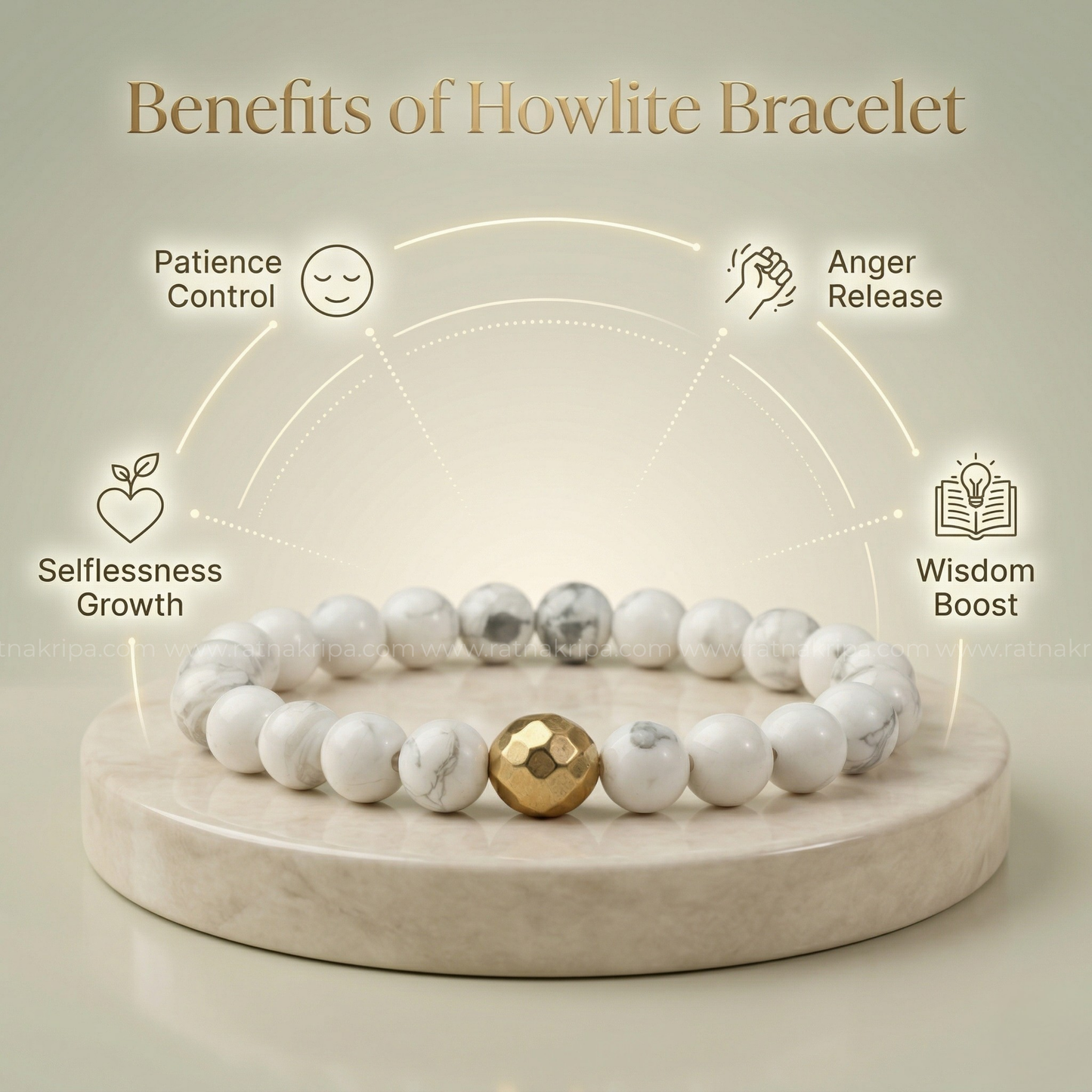 Howlite Bracelet - For Calmness and Stress Relief