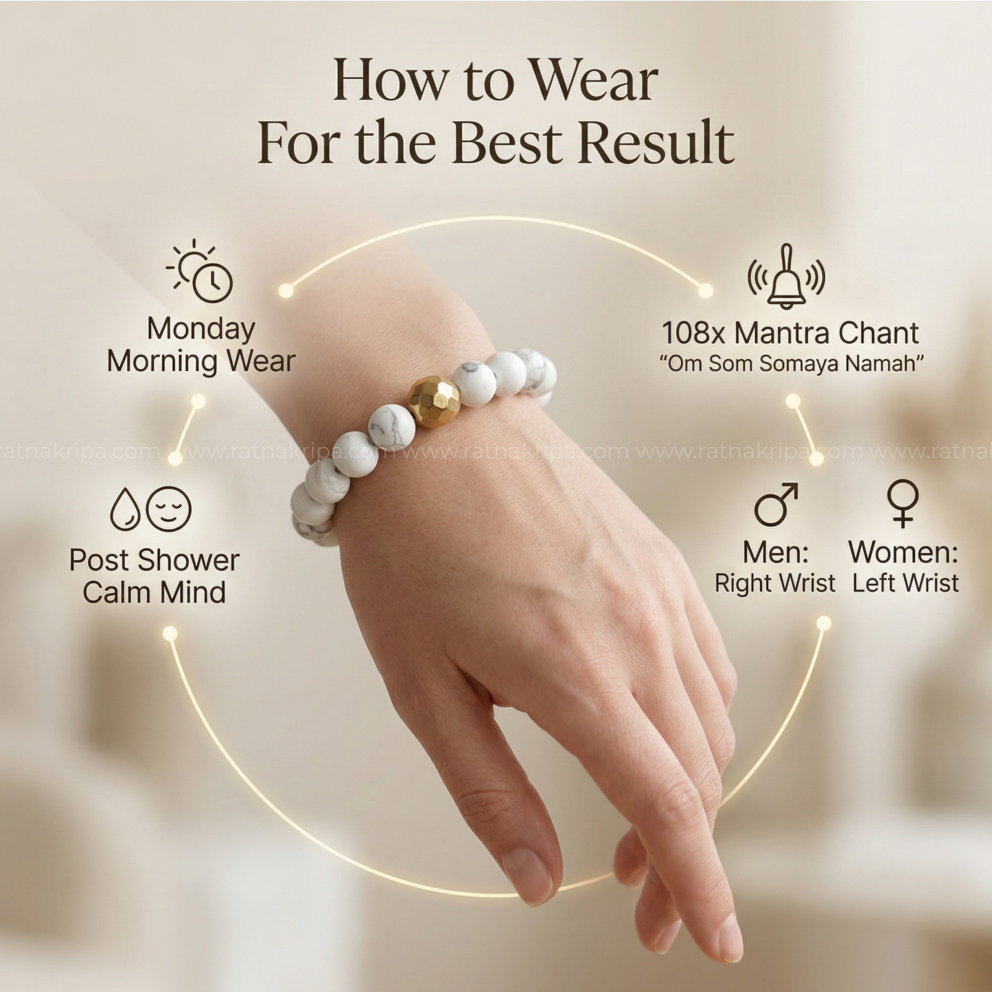 Howlite Bracelet - For Calmness and Stress Relief