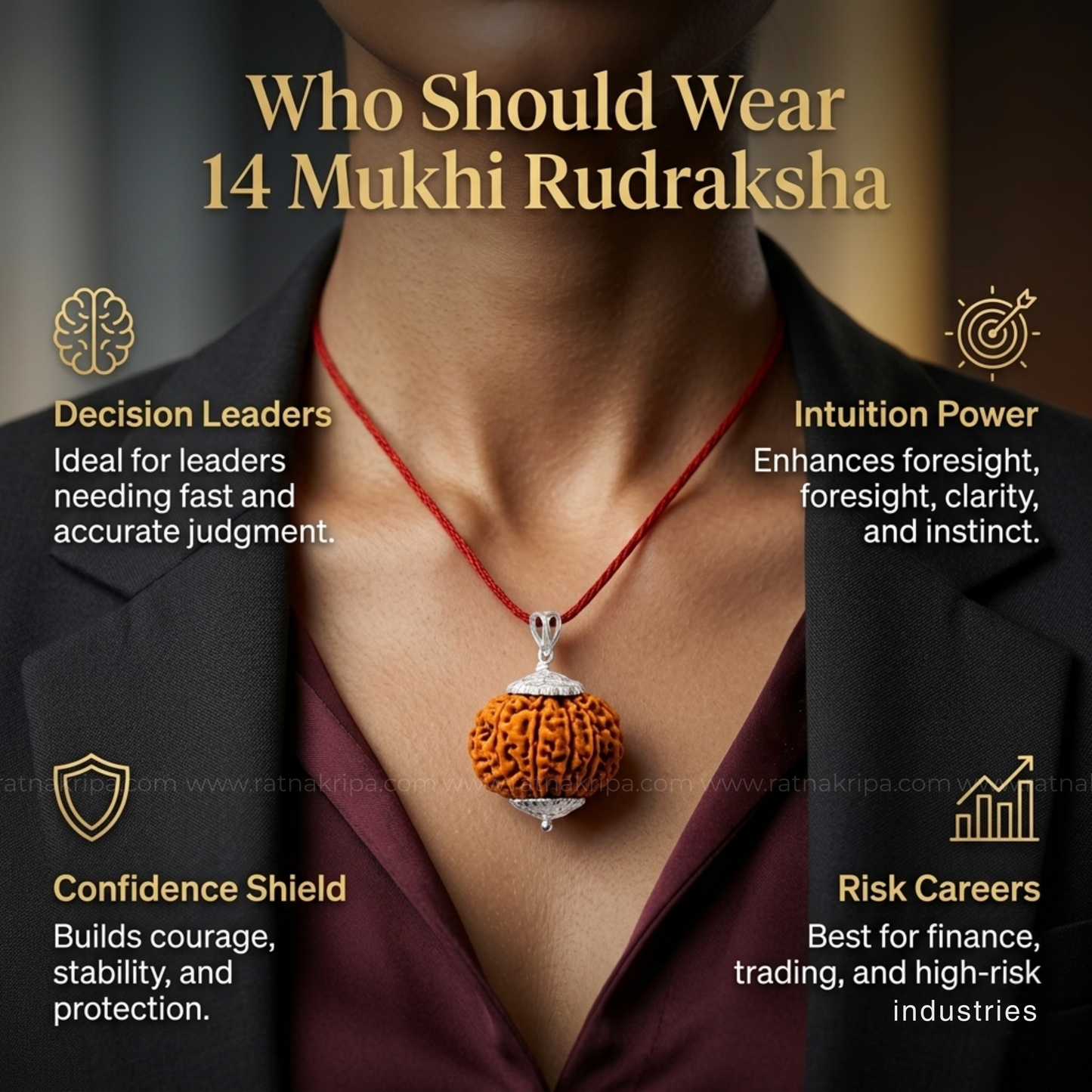 Natural 14 Mukhi Rudraksha (Origin: Nepal) - Blessed By Lord Shiva & Hanuman