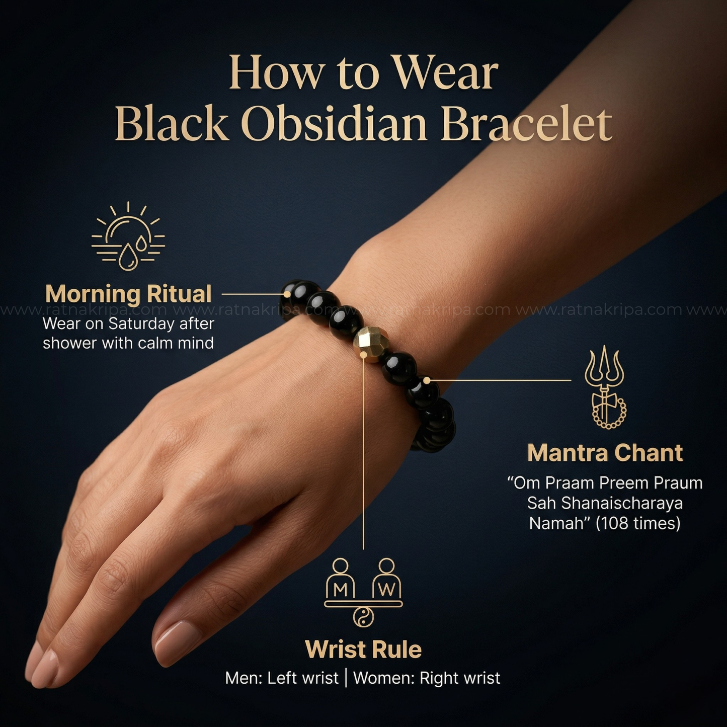 Black Obsidian Bracelet - For Strength and Protection