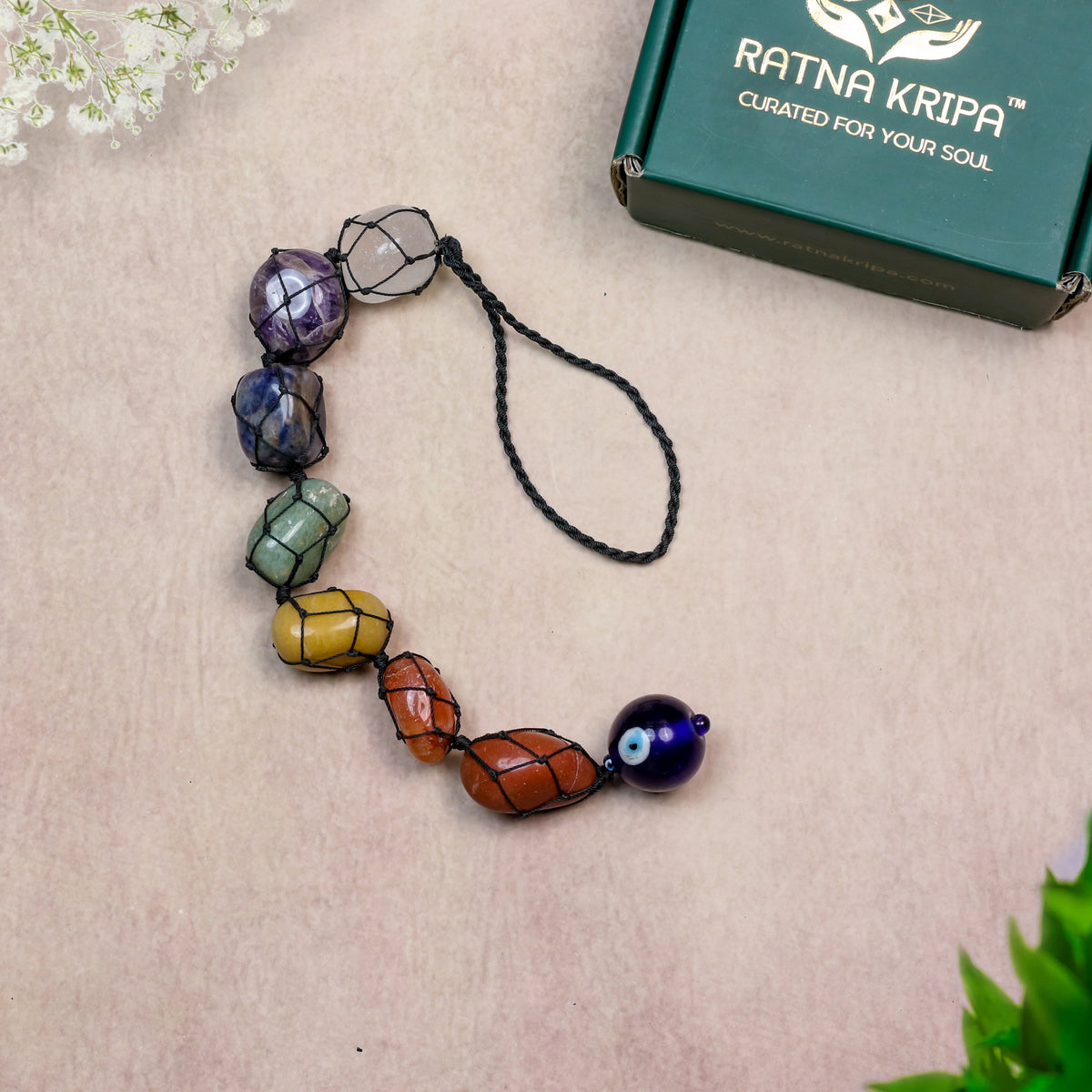 7 Chakra with Evil Eye Hanger – For Energy Balance, Protection & Positive Energy