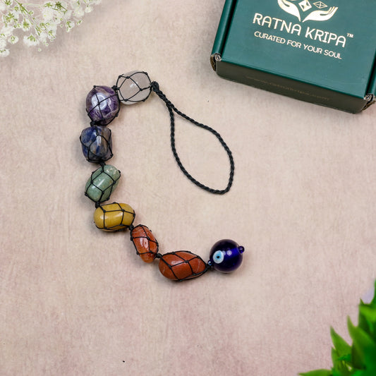 7 Chakra with Evil Eye Hanger – For Energy Balance, Protection & Positive Energy