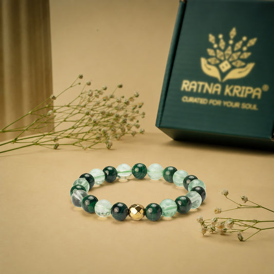 Green Fluorite and Malachite Bracelet