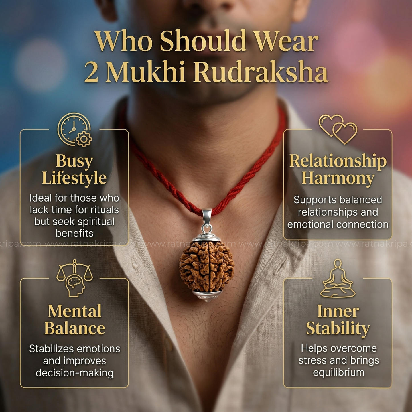 2 Mukhi Rudraksha (Origin: Himalaya) - Blessed by Lord Ardhanareeshwar