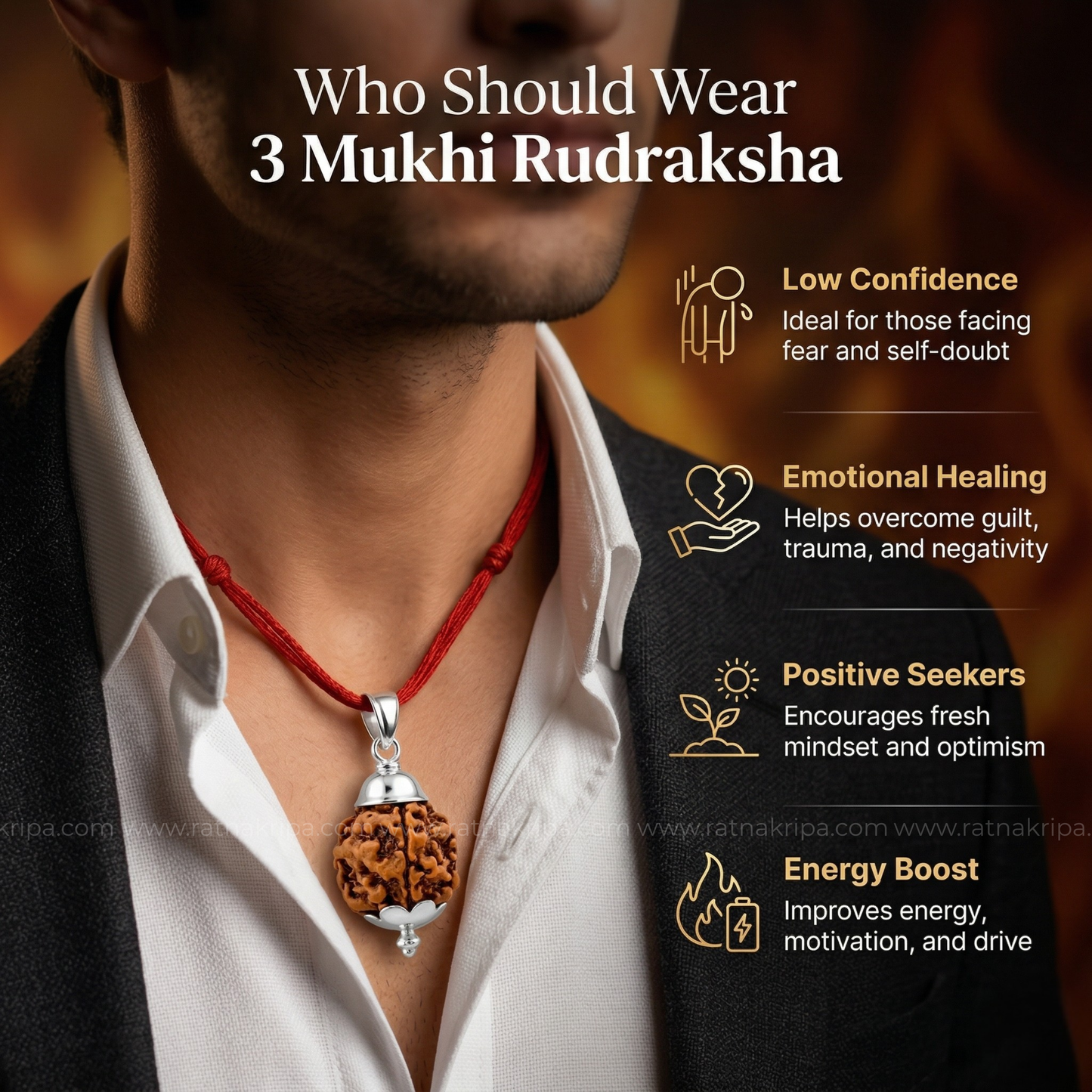3 Mukhi Rudraksha (Origin: Nepal) - Blessed by Lord Agni