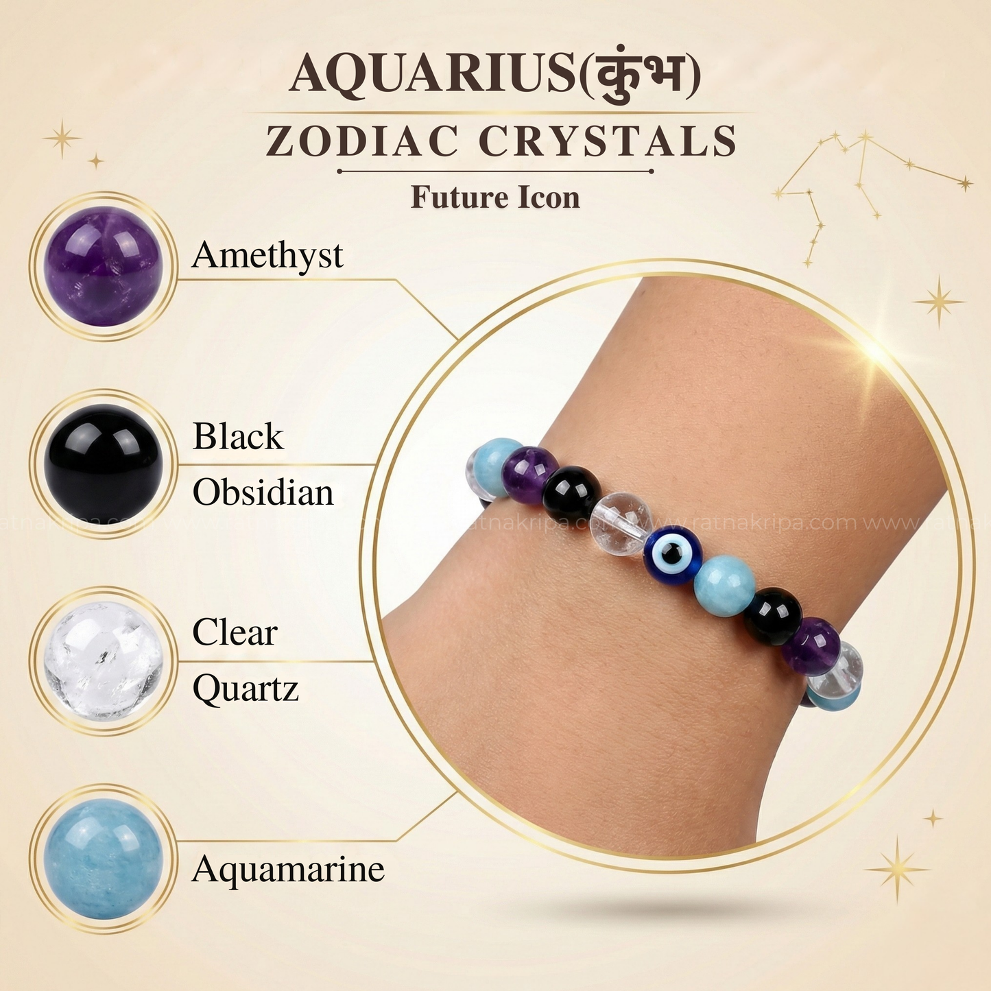 Aquarius (कुंभ) Zodiac Bracelet