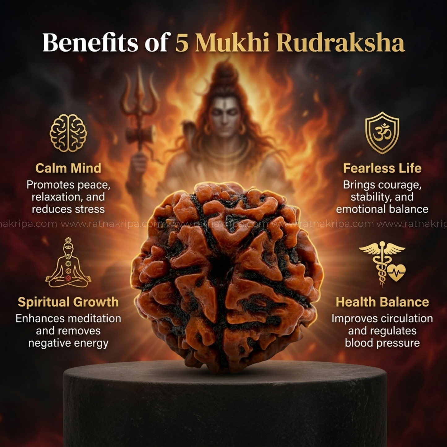 Natural 5 Mukhi Rudraksha (Origin: Nepal) - Blessed By Kalaagni Rudra