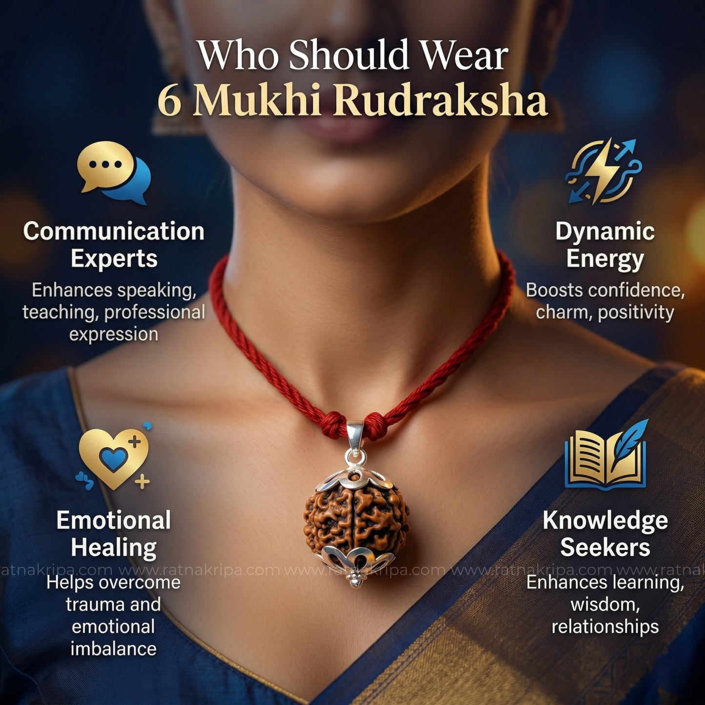 Natural 6 Mukhi Rudraksha (Origin: Nepal) - Blessed By Lord Kartikeya