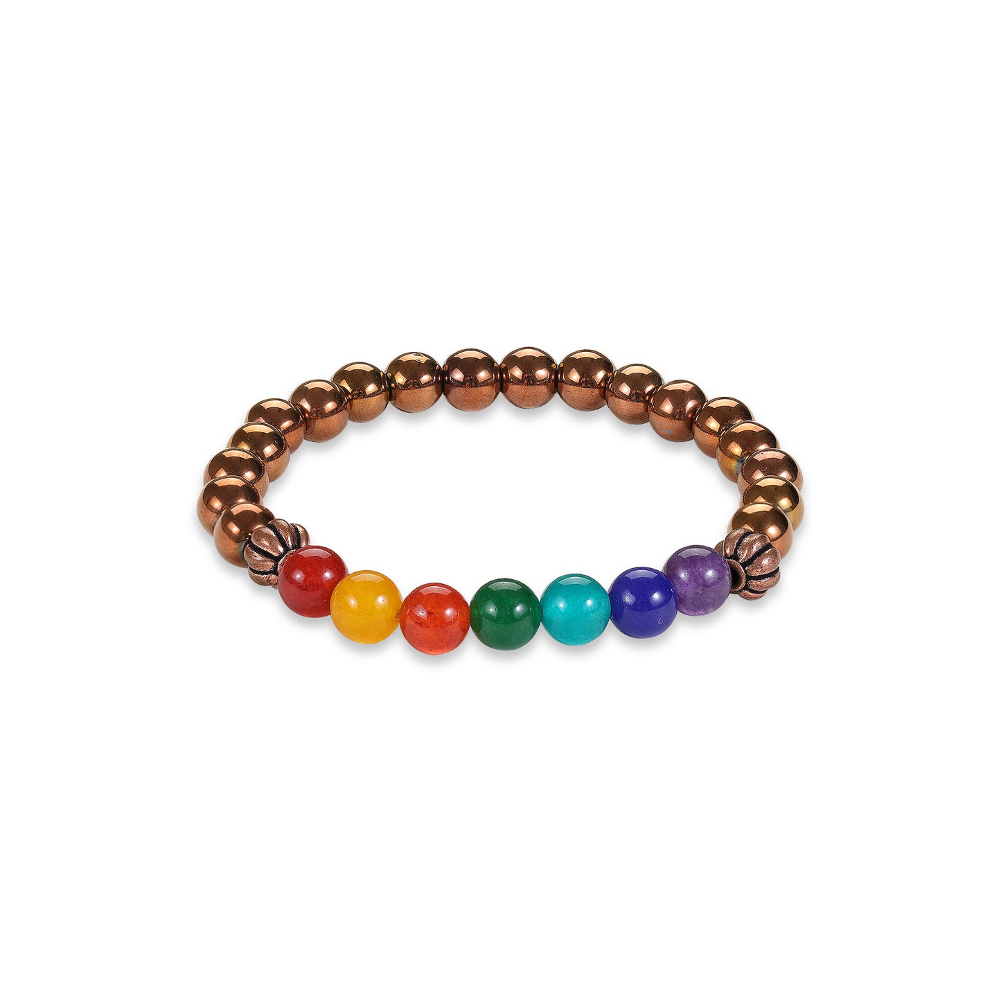 7 chakra copper hematite bracelet