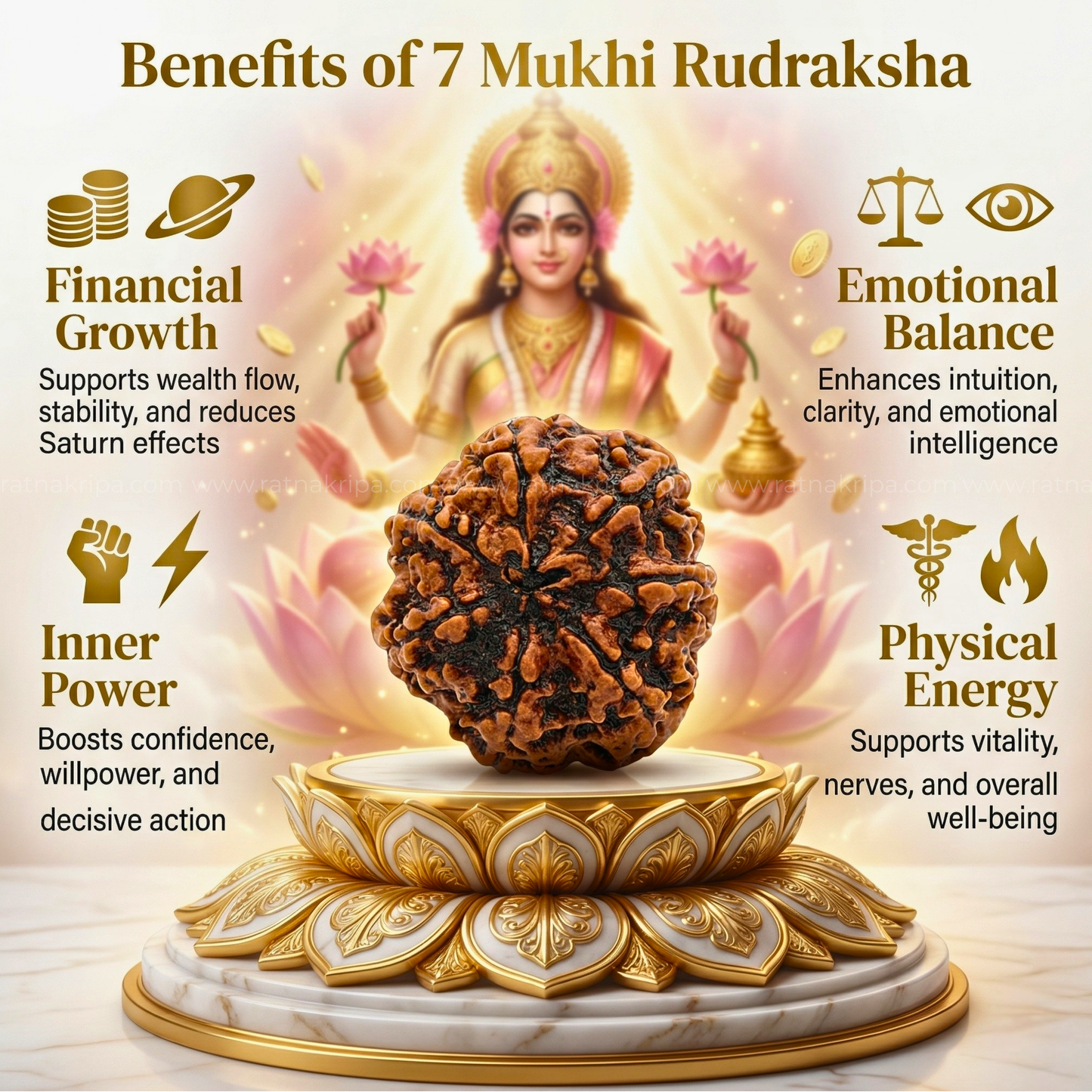 Natutal 7 Mukhi Rudraksha (Origin: Nepal) - Blessed By Mahalakshmi