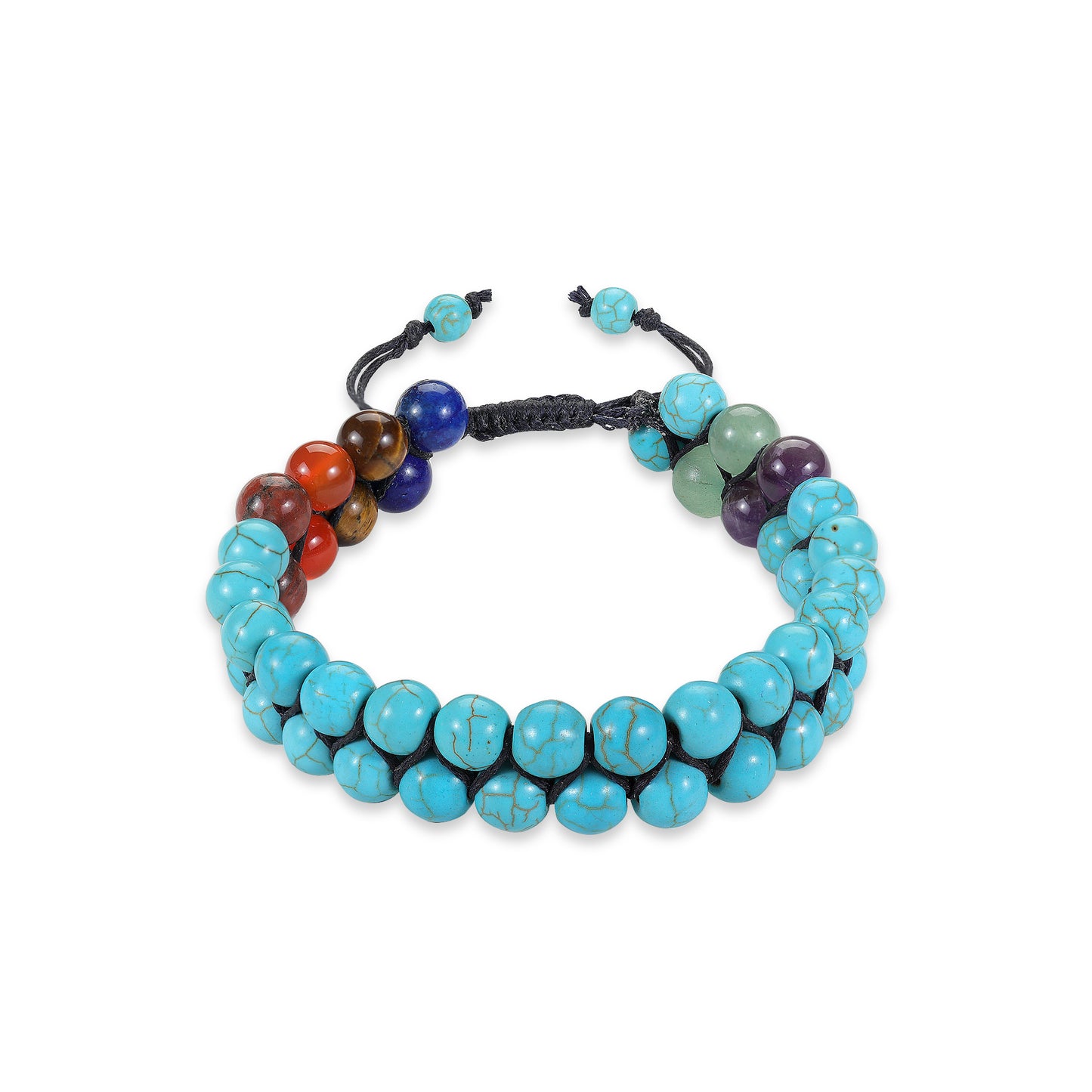 7 Chakra Stones with Iranian Firoza Double Layered Bracelet