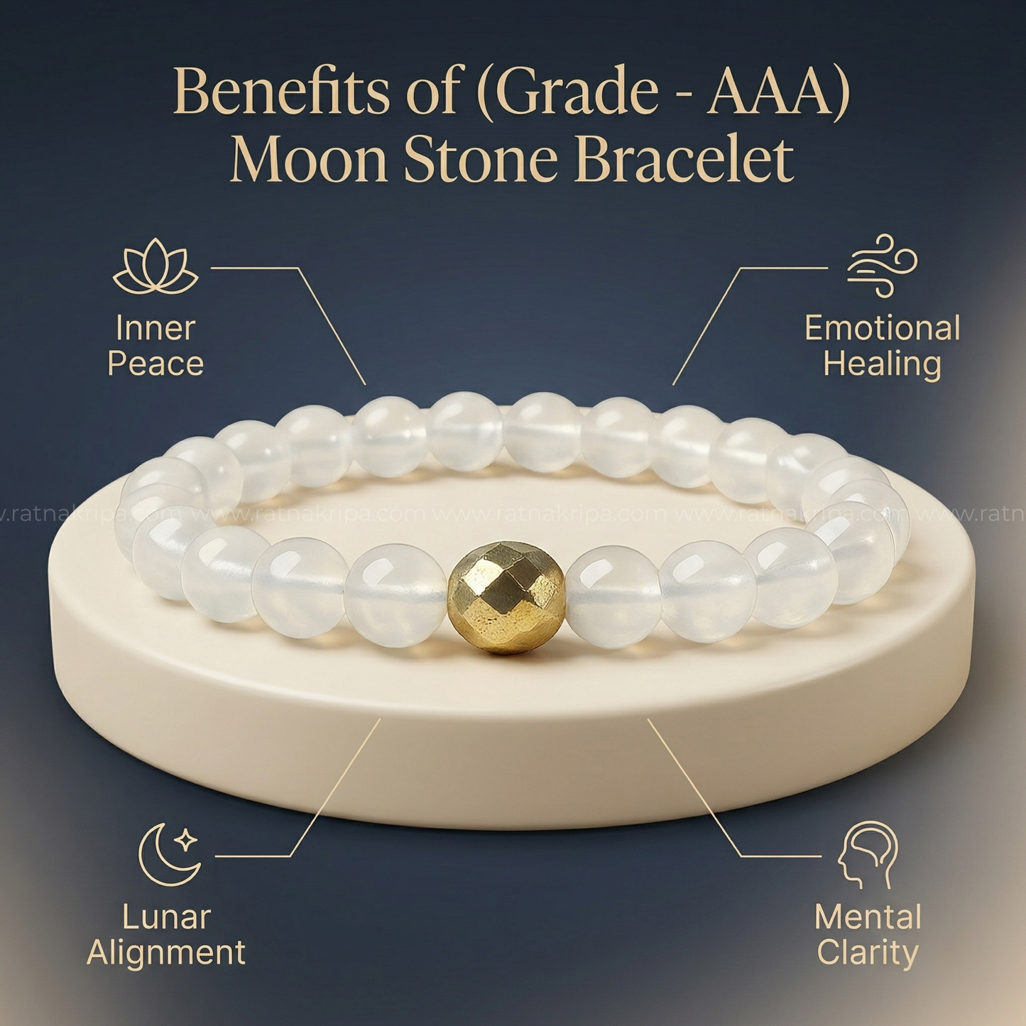 Moon Stone Bracelet - For Stress and Mental Balance