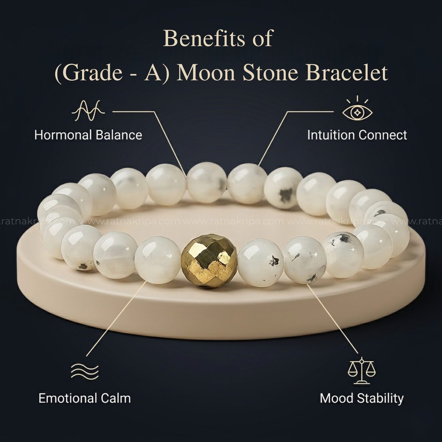Moon Stone Bracelet - For Stress and Mental Balance
