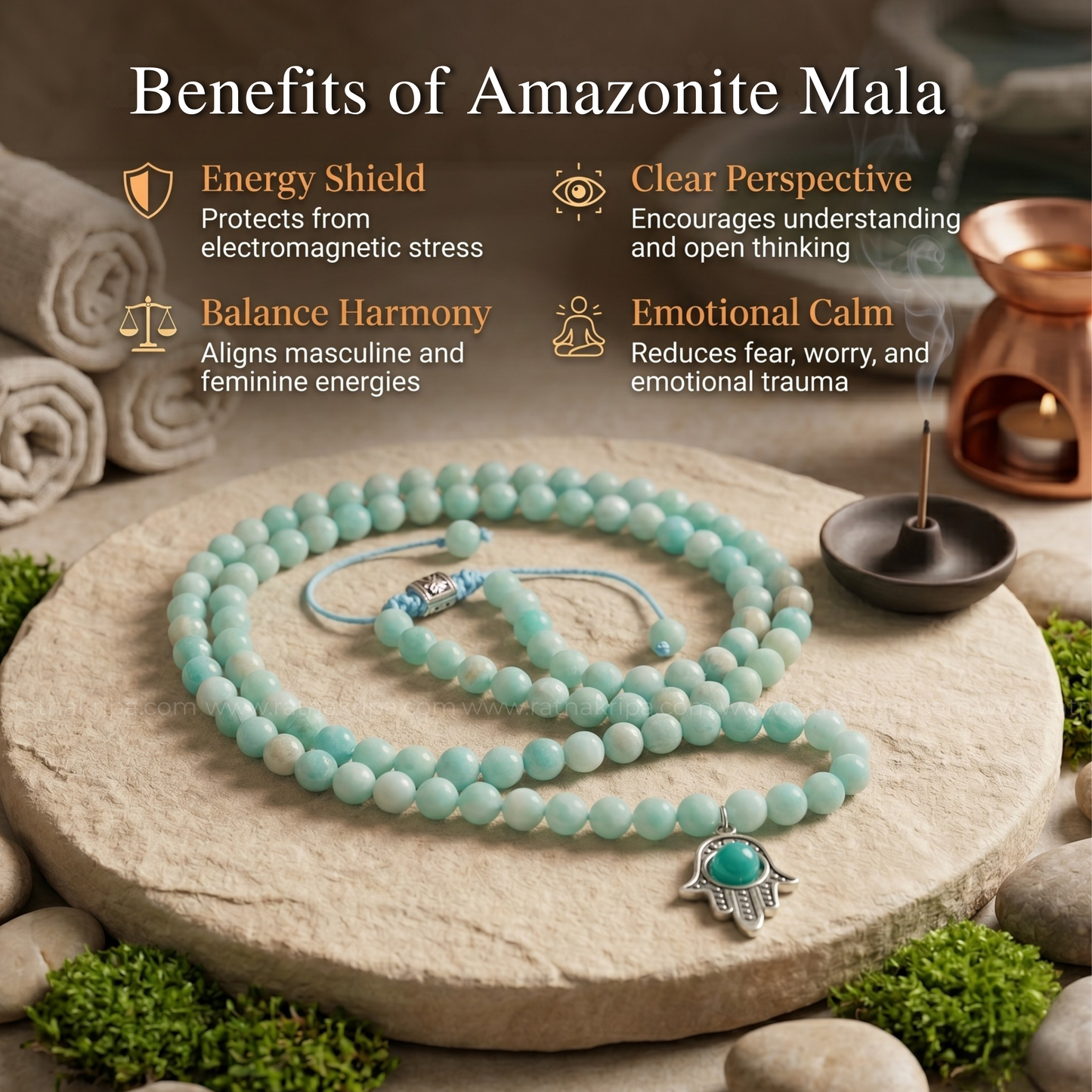 Amazonite Mala 108 Beads - For Self Expression