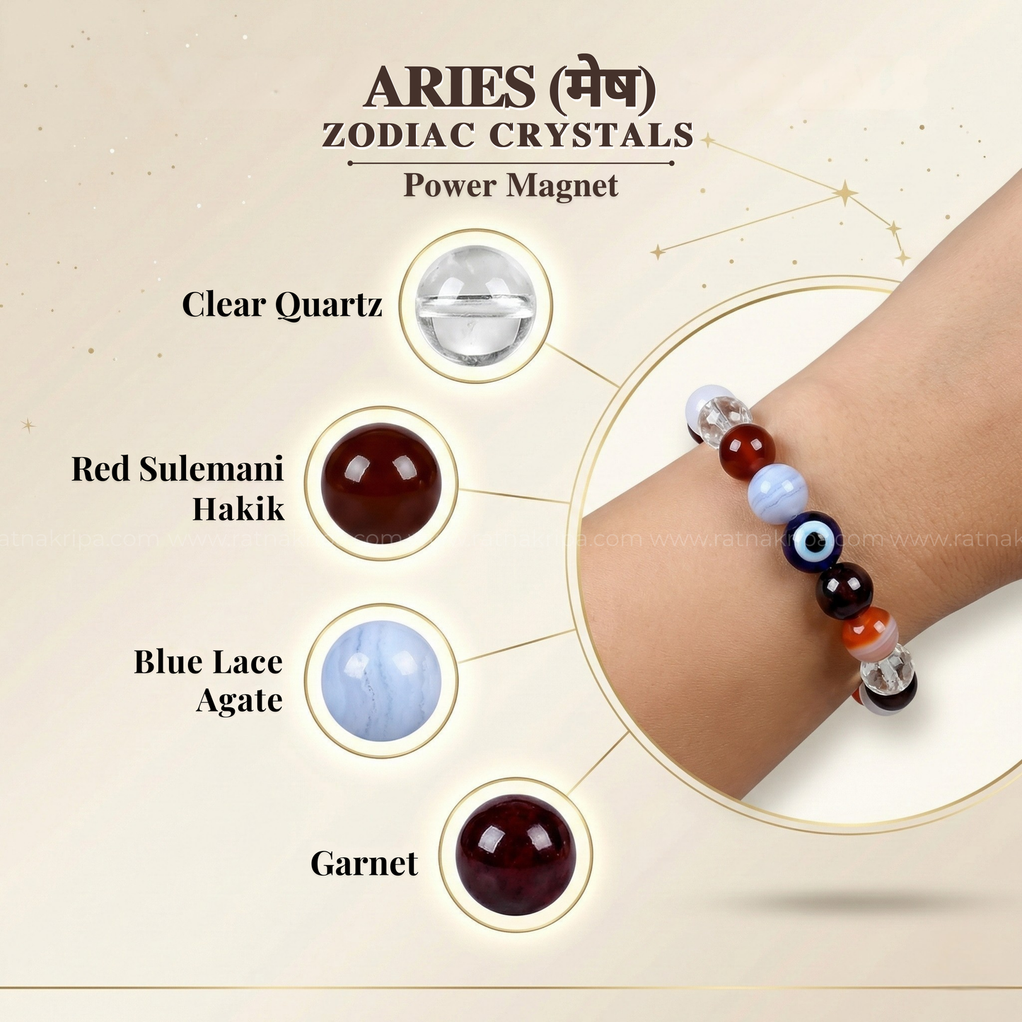 Aries (मेष) Zodiac Bracelet