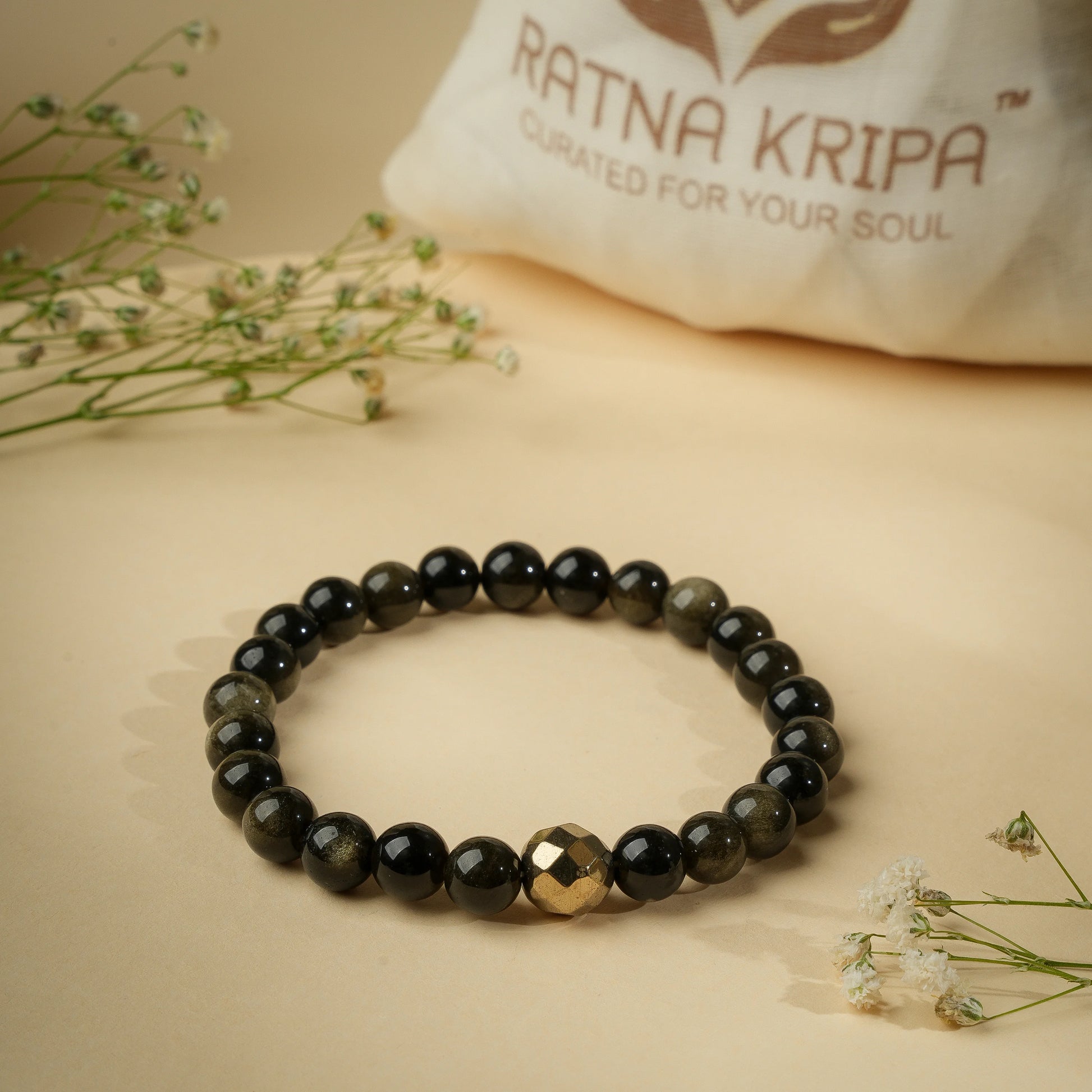 Black Gold Obsidian Wristlet