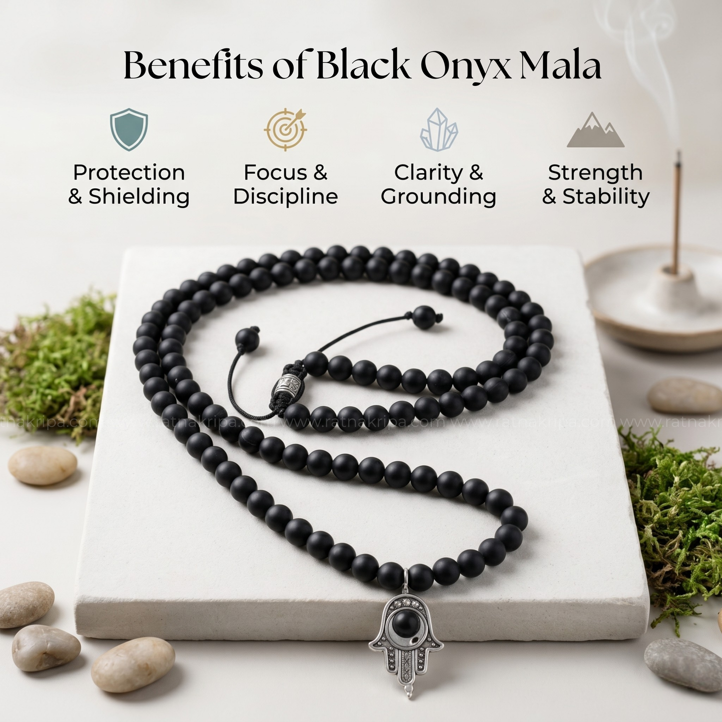 Black Onyx Matt 108 Beads Mala - Stone of Strength