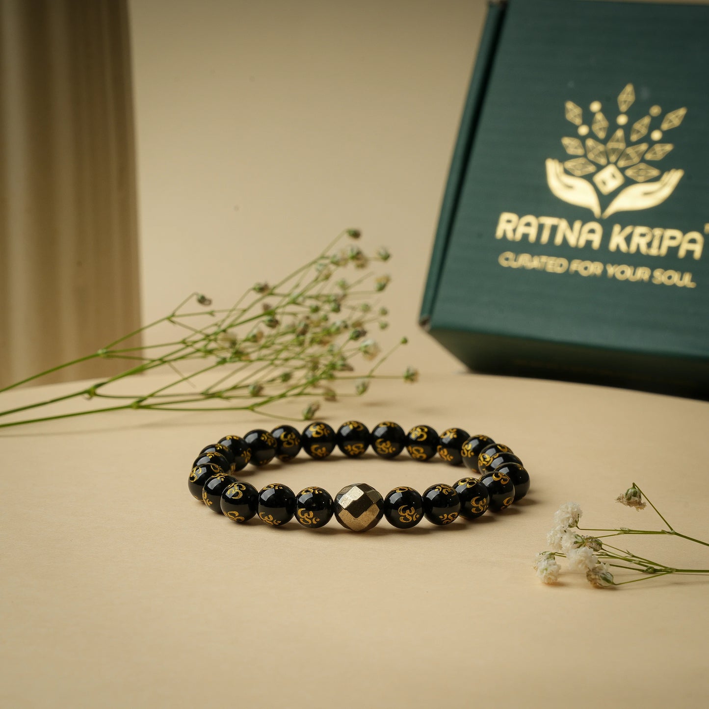 Black Onyx Om Bracelet