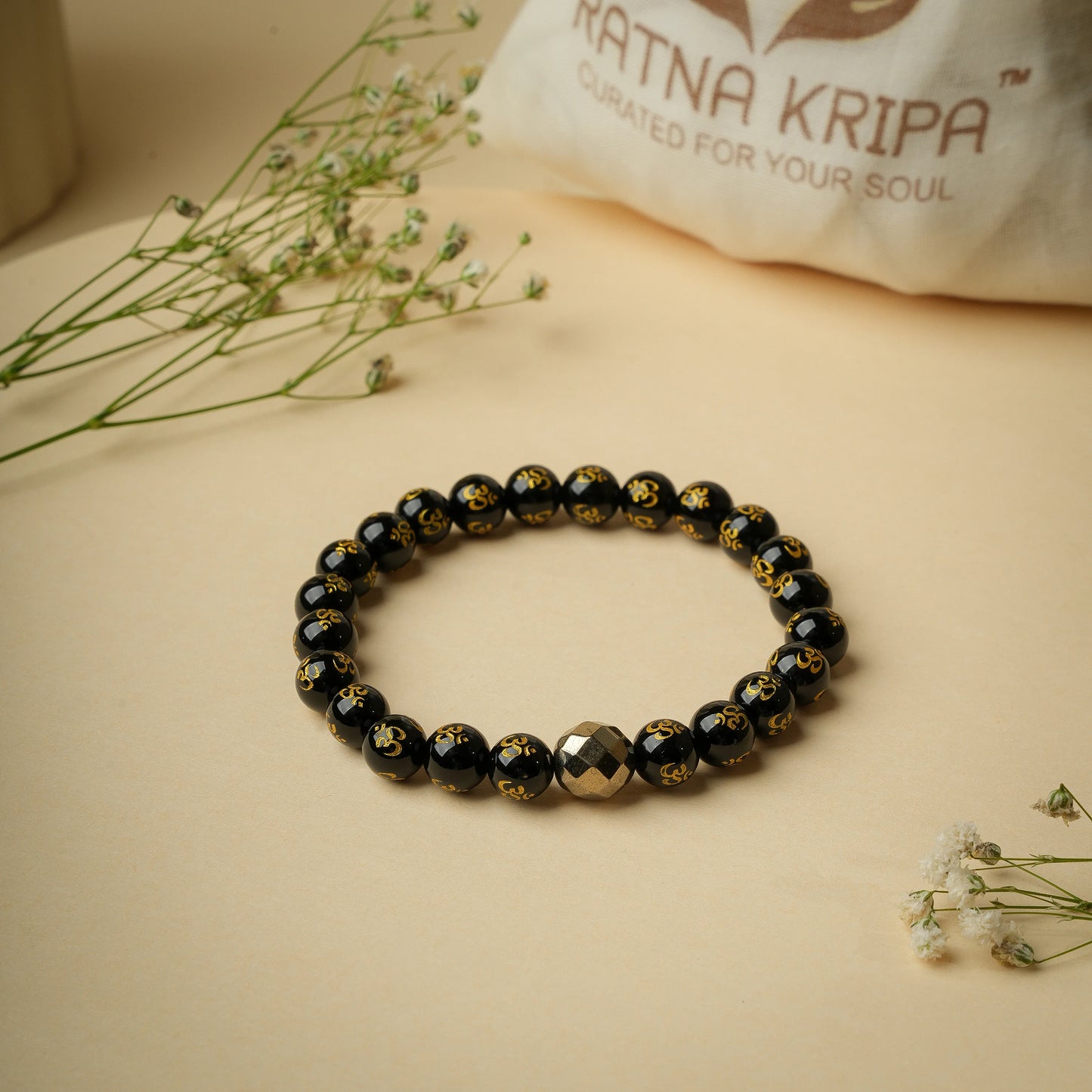 Black Onyx Om Wristlet