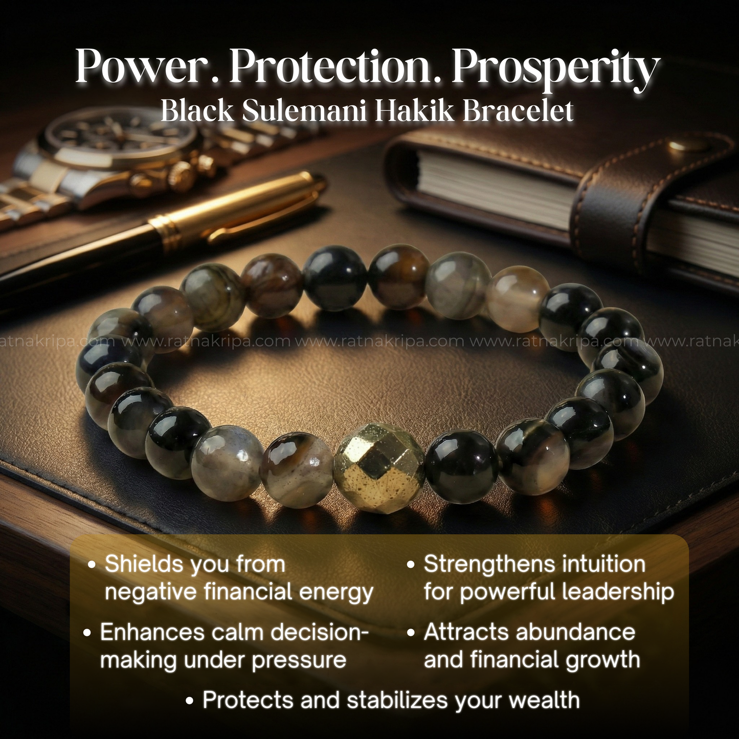 Black Sulemani Hakik Bracelet - For Protection with Evil Eye