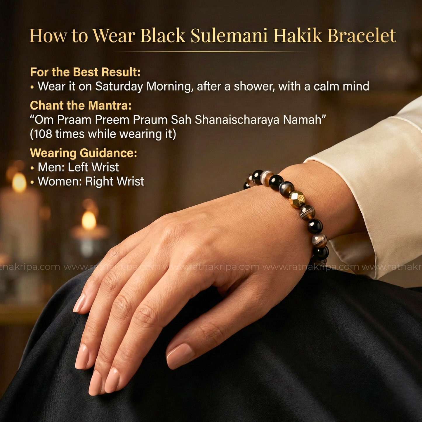 Black Sulemani Hakik Bracelet - For Protection with Evil Eye