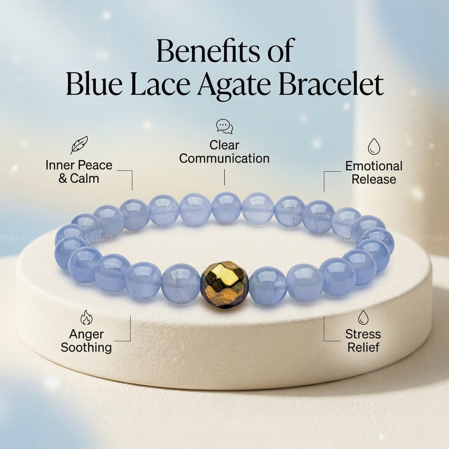 Blue Lace Agate Bracelet - For Calm and Clear Speech