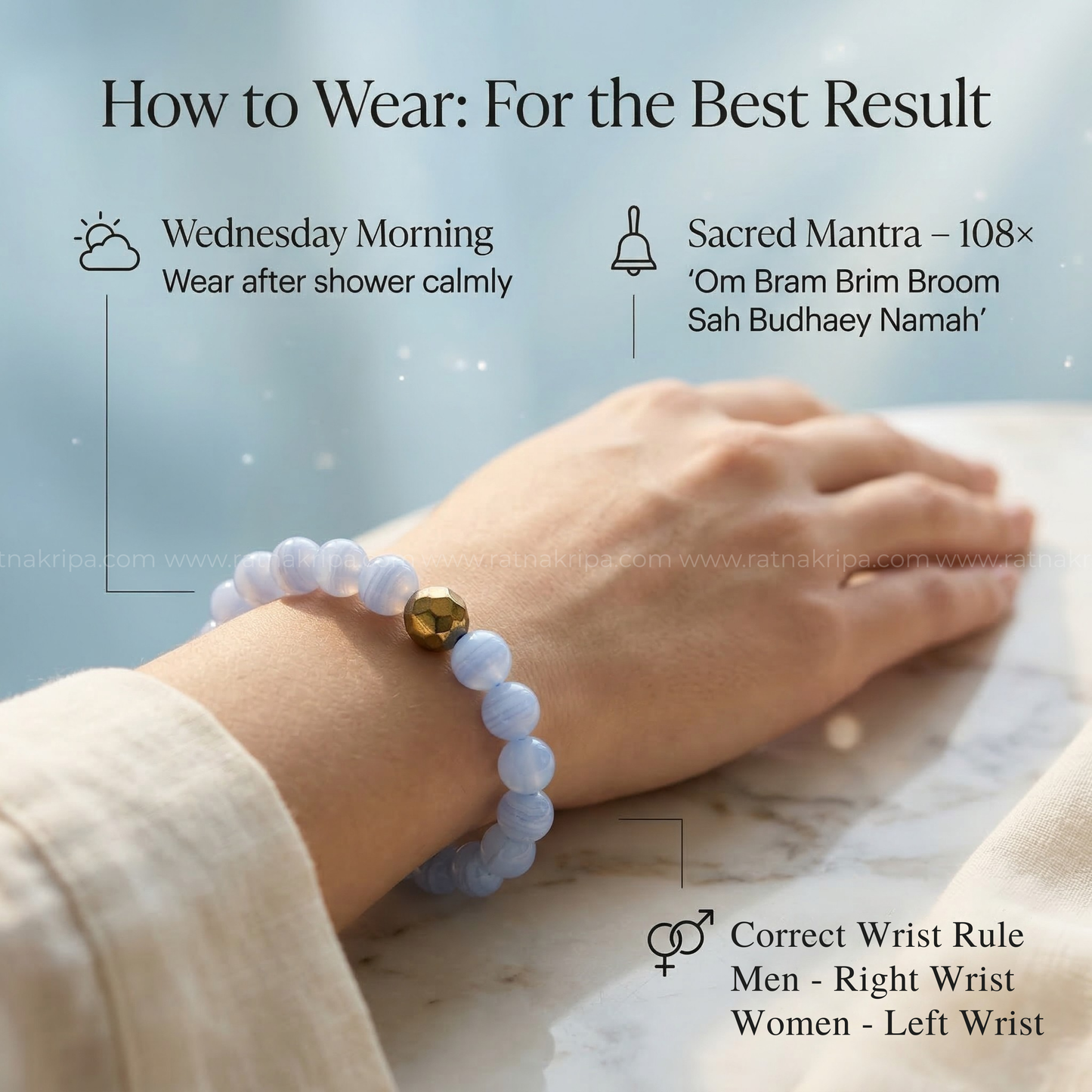 Blue Lace Agate Bracelet - For Calm and Clear Speech