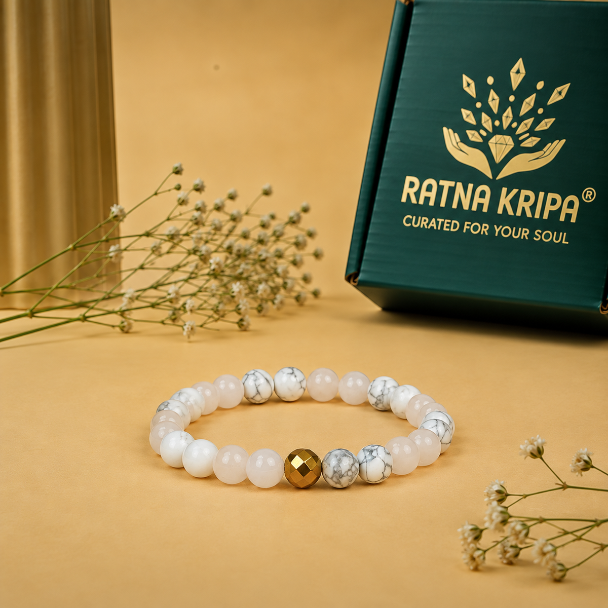 Howlite & Milky Quartz Bracelet – For Cancer: Emotional Balance, Calmness & Inner Peace