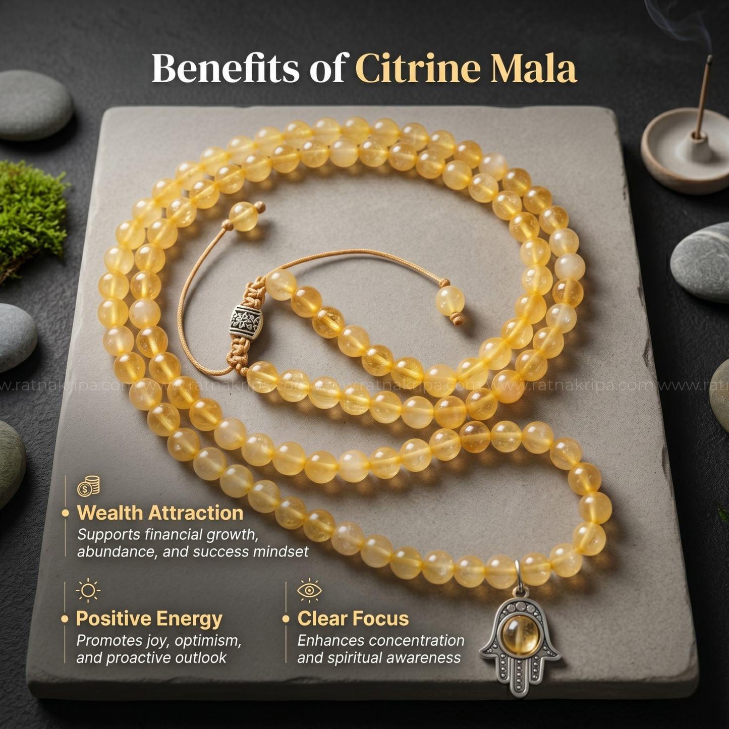 Citrine Mala 108 Beads - For Wealth
