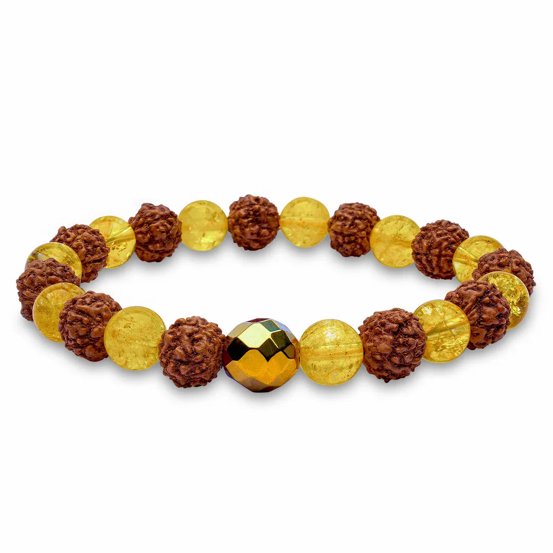 Citrine and Rudraksha Combination Bracelet WB