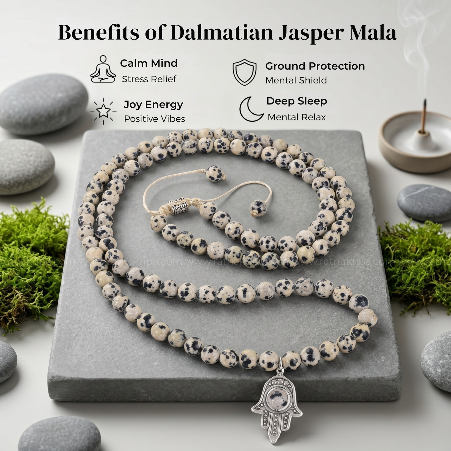 Dalmatian Jasper Mala 108 Beads- Stone of Grounding