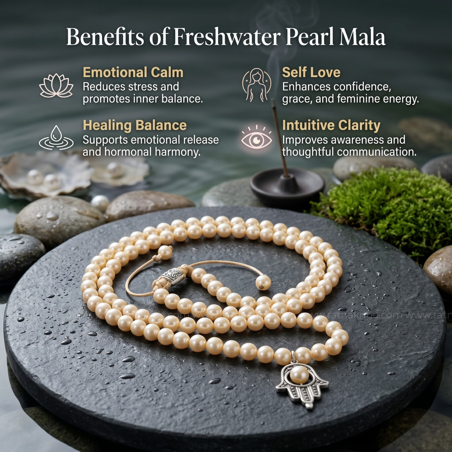 Fresh Water Pearl 108 Beads Mala -  For Grace & Feminine Energy