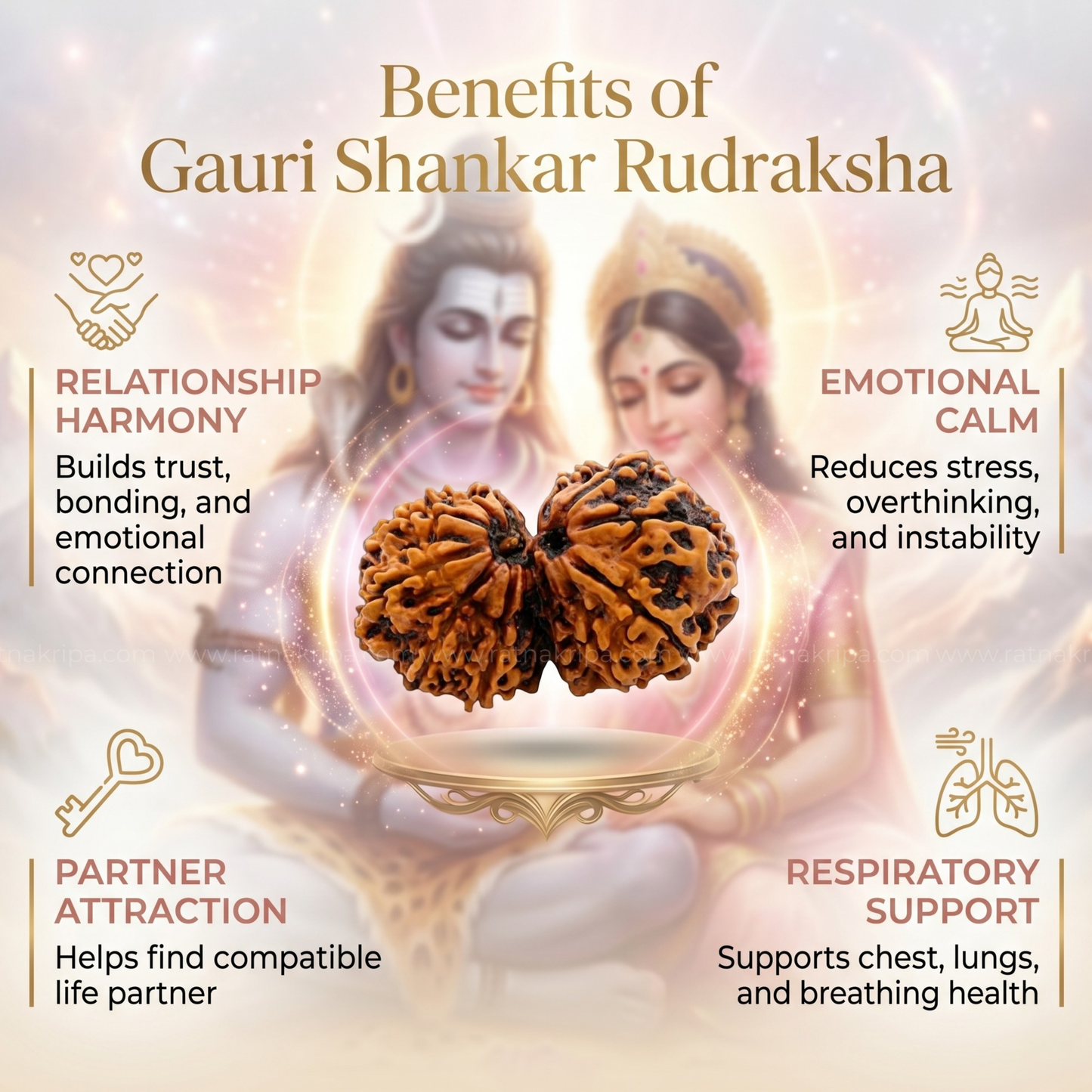 Natural Gauri Shankar Rudraksha (Origin: Nepal) - Blessed By Shiv Parvati