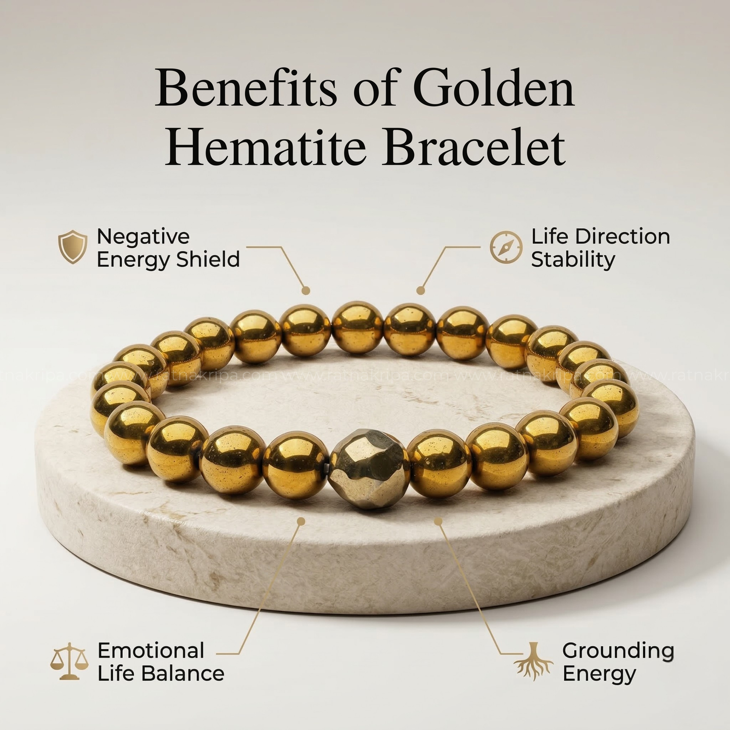 Golden Hematite Bracelet - For Mind, Body and Spirit Balance