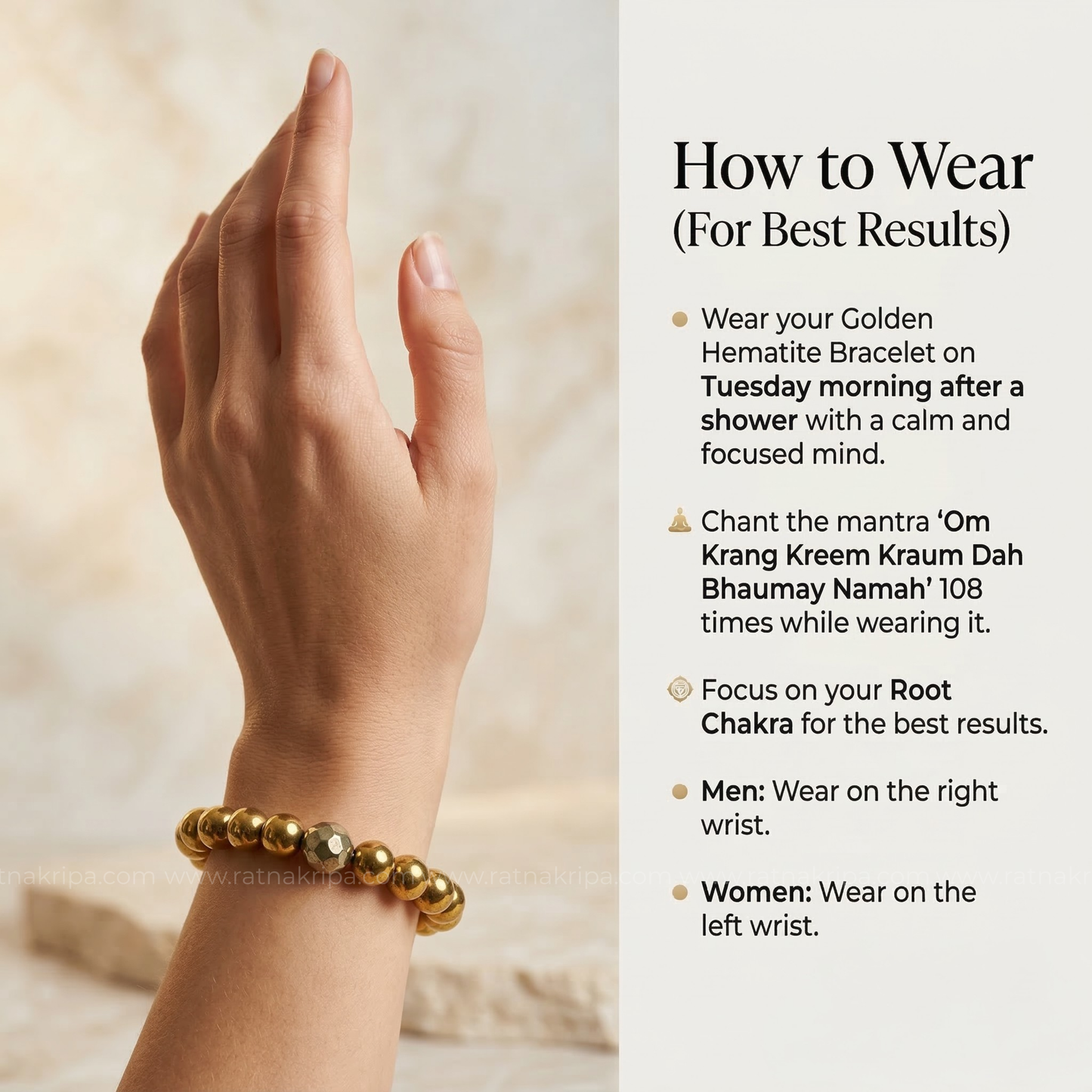 Golden Hematite Bracelet - For Mind, Body and Spirit Balance