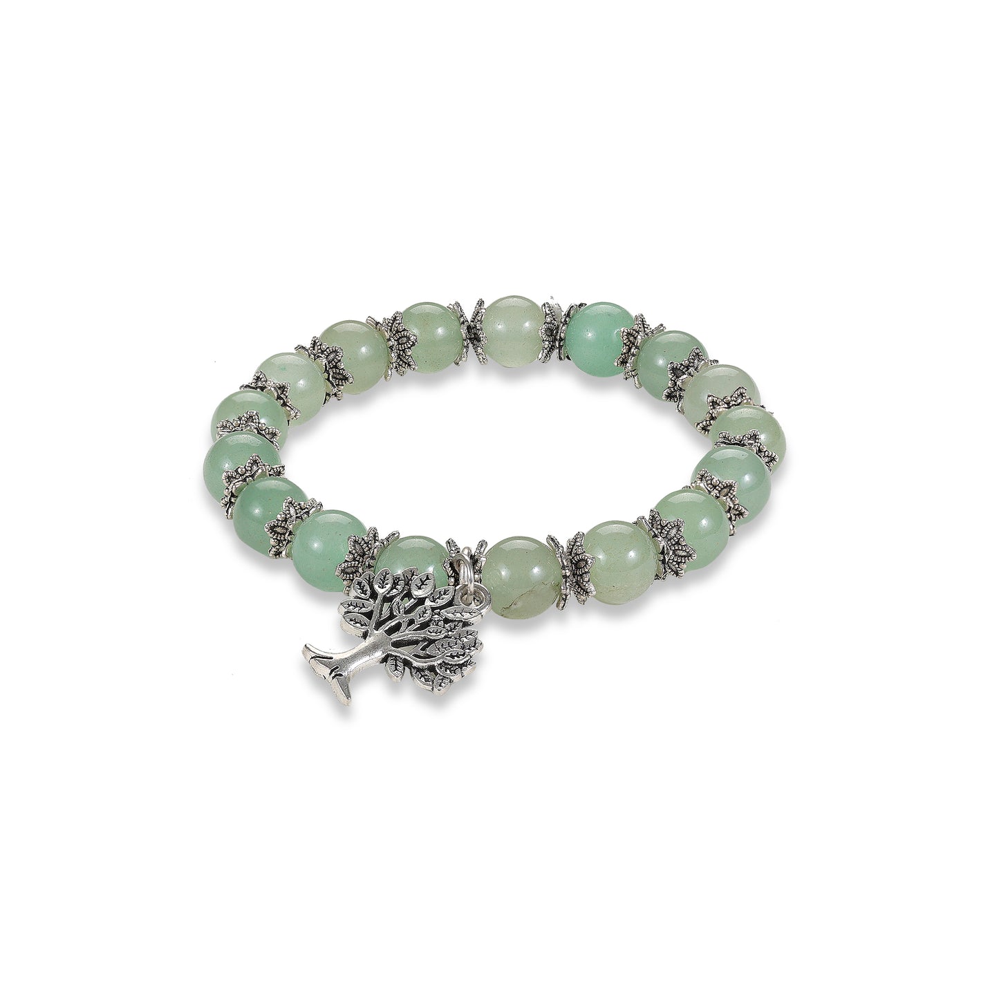 Green Aventurine Bracelet with Tree of Life - Stone of Luck